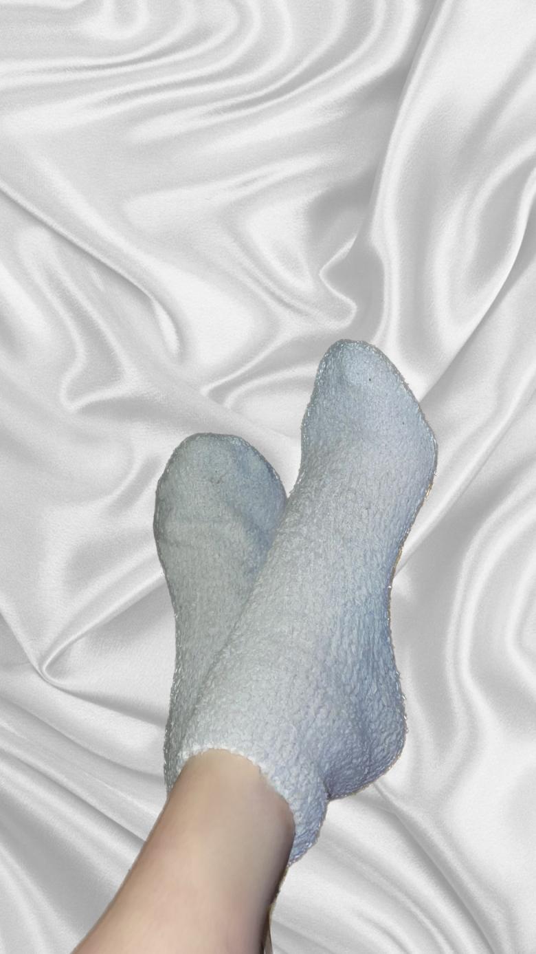 Blaue Flauschesocken