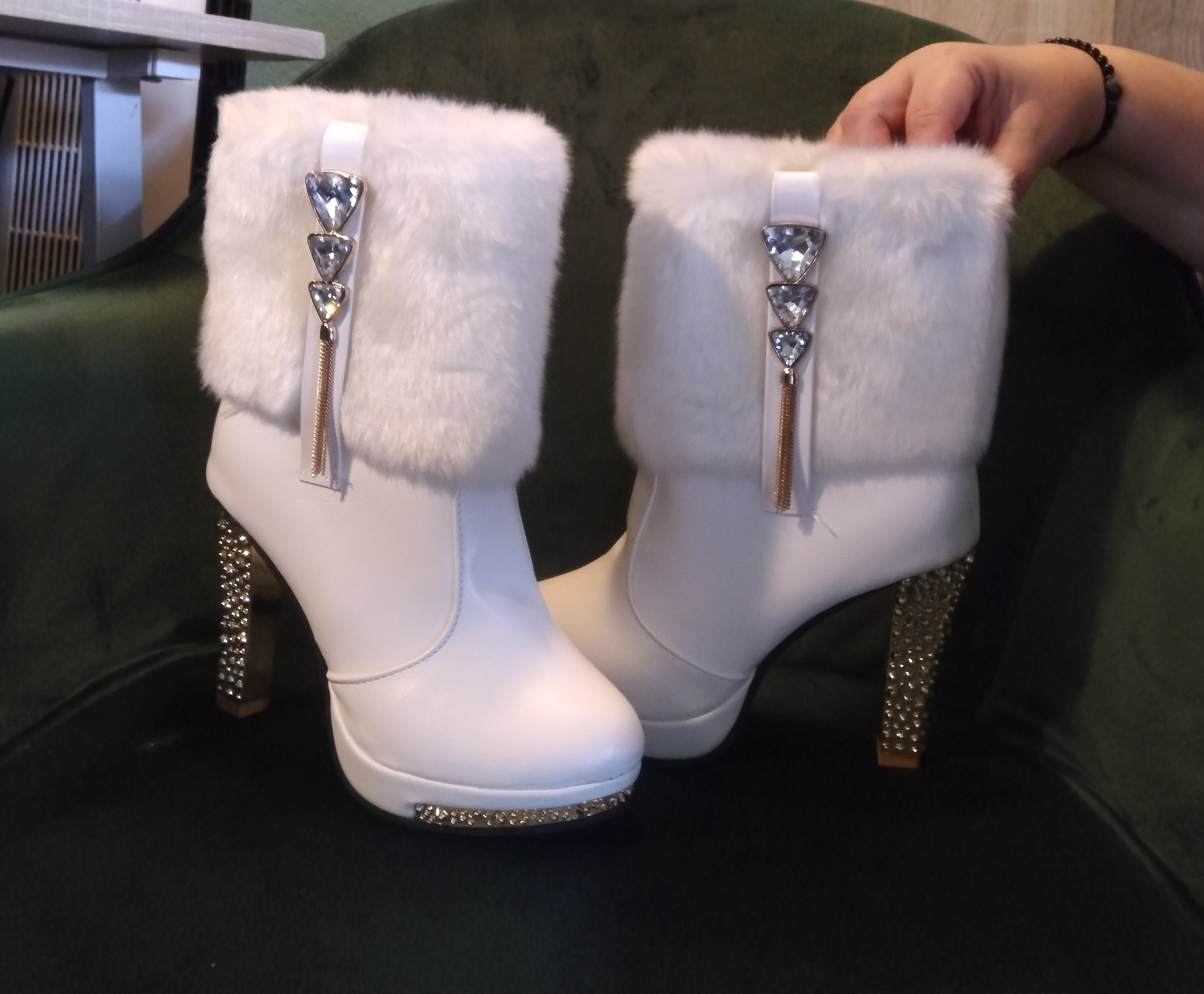 Weiße Luxus-Stiefeletten