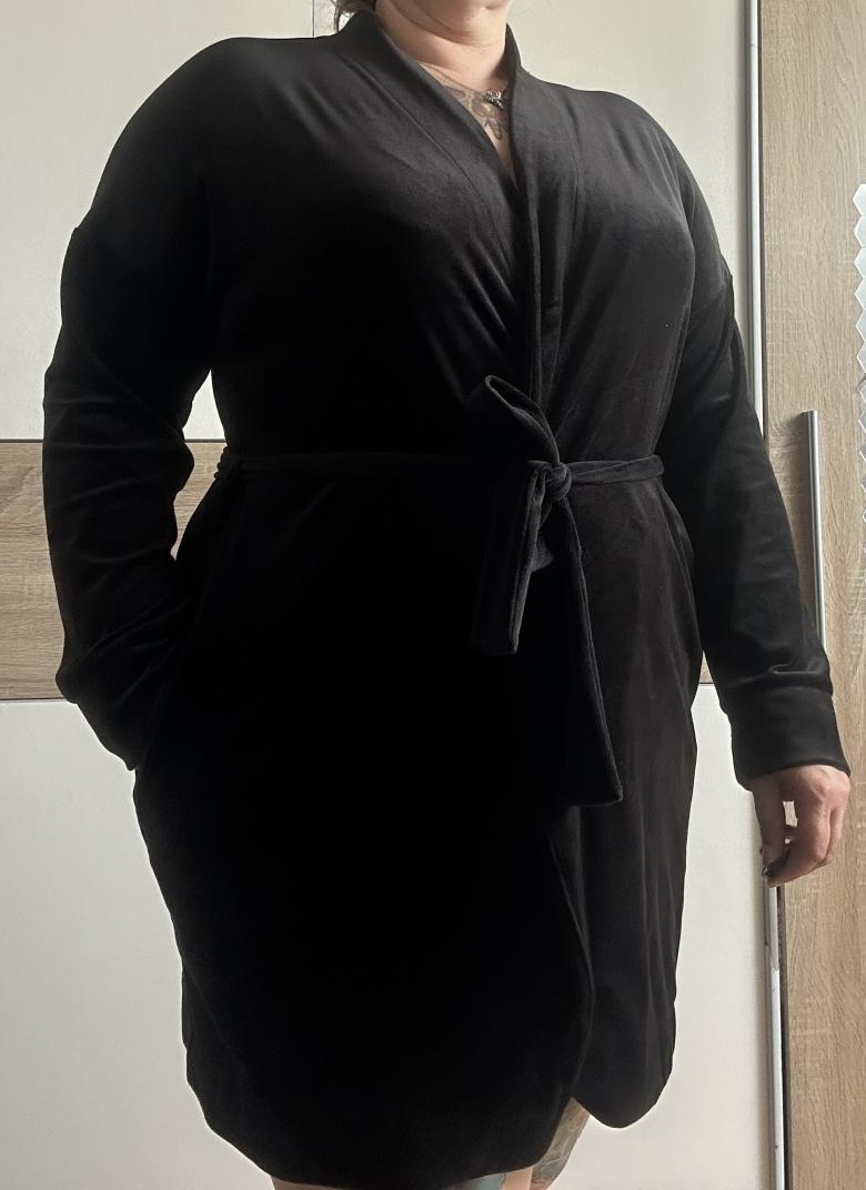 Bademantel Velour schwarz XL/XXL